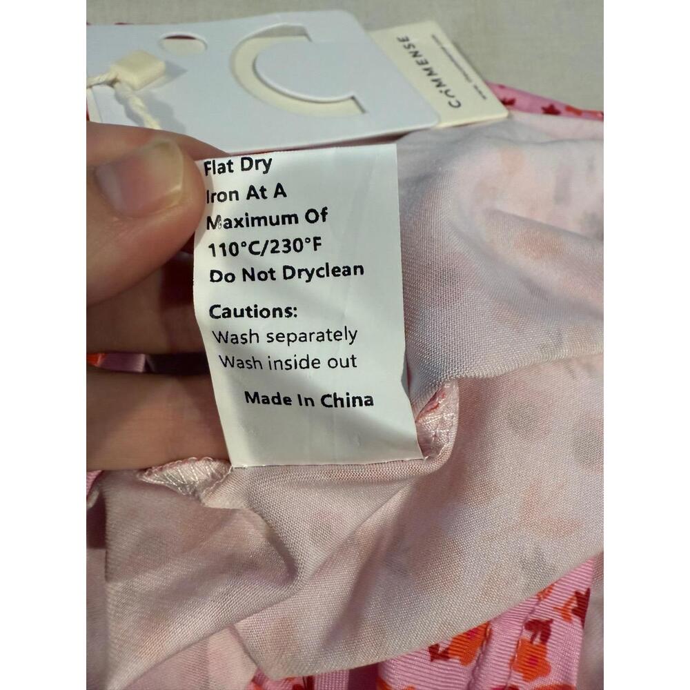Commense Dress Womens Size S Pink Floral Bohemian Ruffled Straps Romantic - Picture 6 of 6